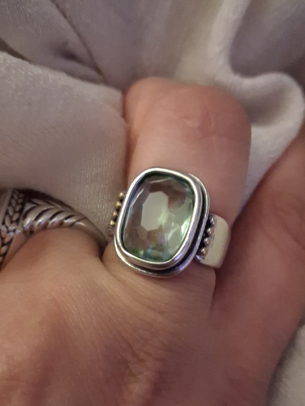 Sterling Silver Blue Faceted Gemstone Ring